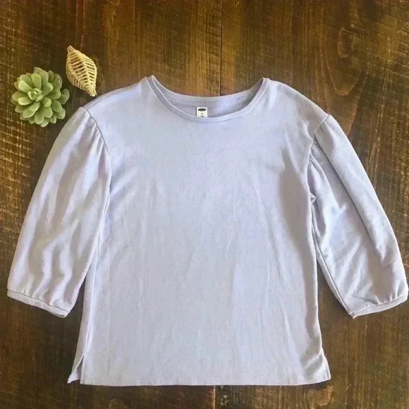 Old Navy | Light Purple Puff Shoulder Crewneck Top - Picture 1 of 4